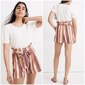 Madewell • paperbag shorts in rainbow stripe