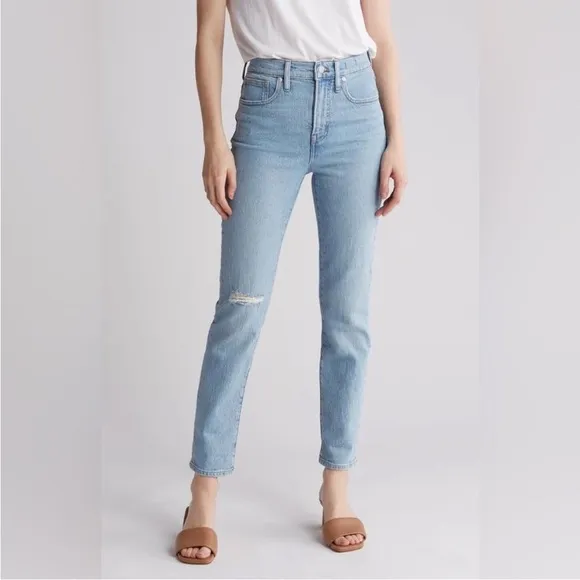 Madewell The Perfect Vintage Jeans Knee Rip Light Blenheim Wash Size 29