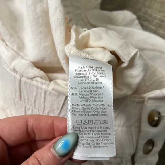Madewell White Linen-Blend Pull-On Paperbag Shorts Size Large