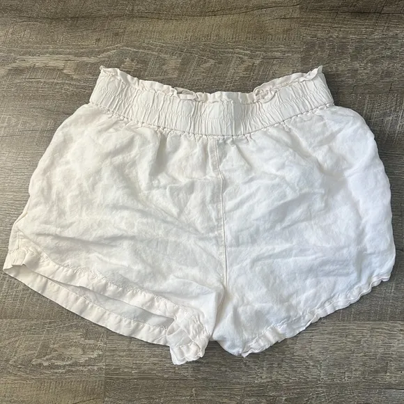 Madewell White Linen-Blend Pull-On Paperbag Shorts Size Large