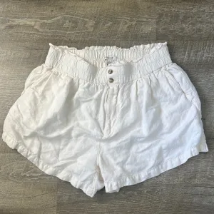 Madewell White Linen-Blend Pull-On Paperbag Shorts Size Large