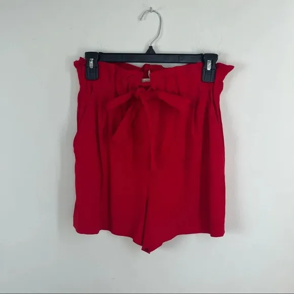 Maje Iona High Rise Paperbag Shorts Red 1 US S