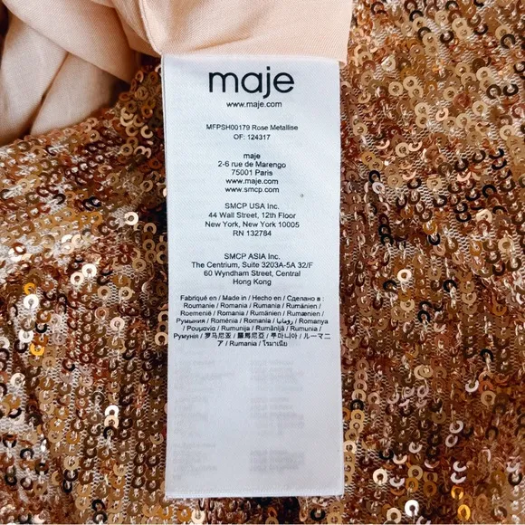 MAJE Paillette Sequin Shorts in Rose Gold EU 40 / US Large