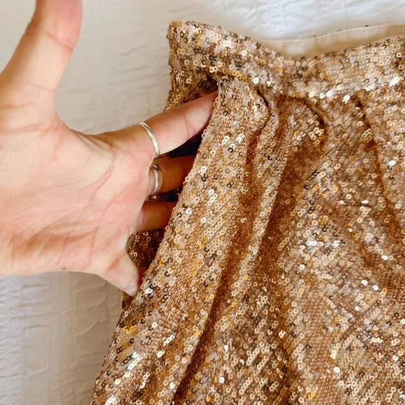 MAJE Paillette Sequin Shorts in Rose Gold EU 40 / US Large
