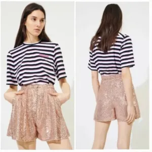 MAJE Paillette Sequin Shorts in Rose Gold EU 40 / US Large