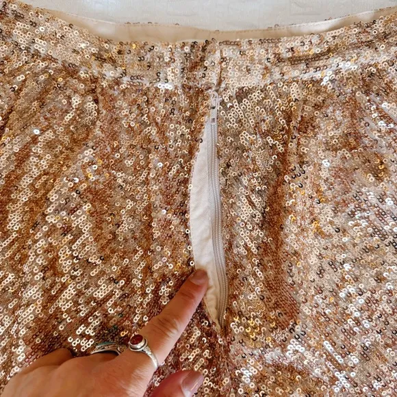 MAJE Paillette Sequin Shorts in Rose Gold EU 40 / US Large