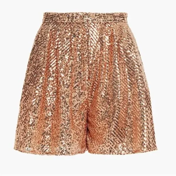 MAJE Paillette Sequin Shorts in Rose Gold EU 40 / US Large