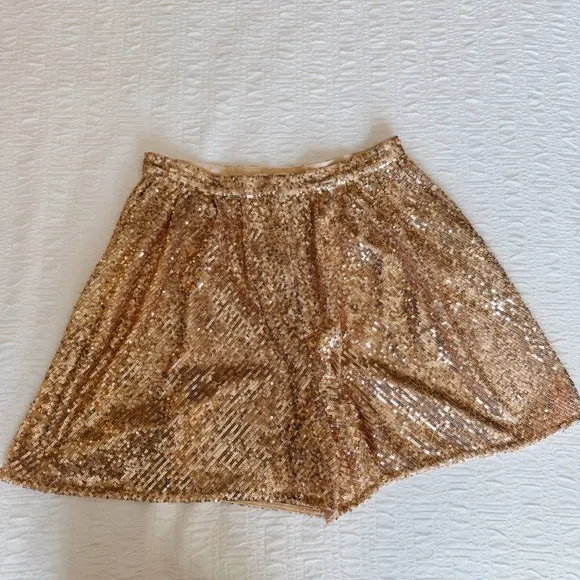 MAJE Paillette Sequin Shorts in Rose Gold EU 40 / US Large
