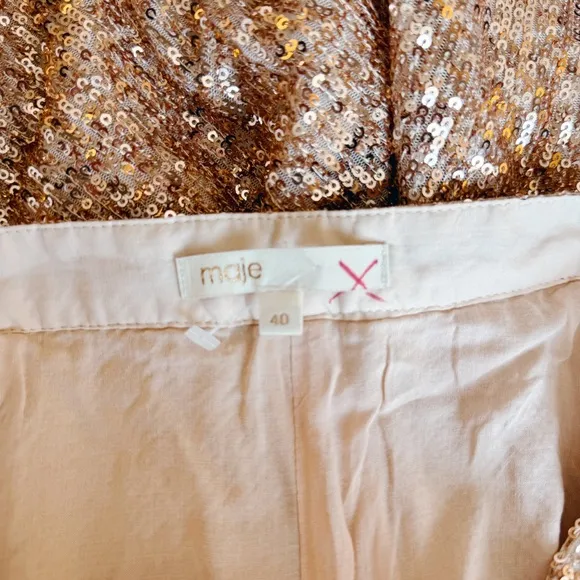 MAJE Paillette Sequin Shorts in Rose Gold EU 40 / US Large