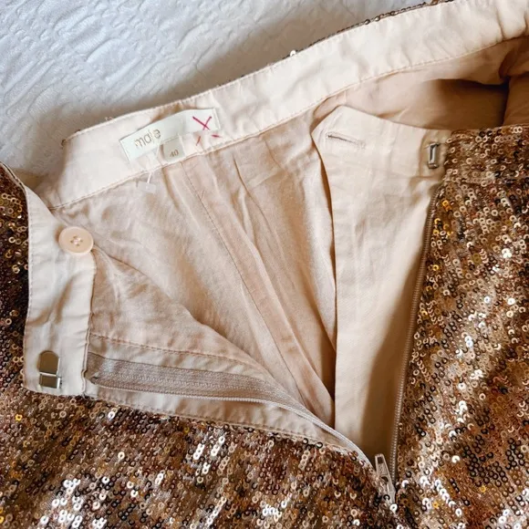 MAJE Paillette Sequin Shorts in Rose Gold EU 40 / US Large