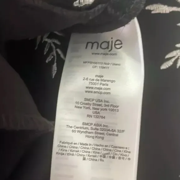 Maje Shorts Black White Ima Floral Embroidered Paper bag Waist Crepe EU-36 ,US-S
