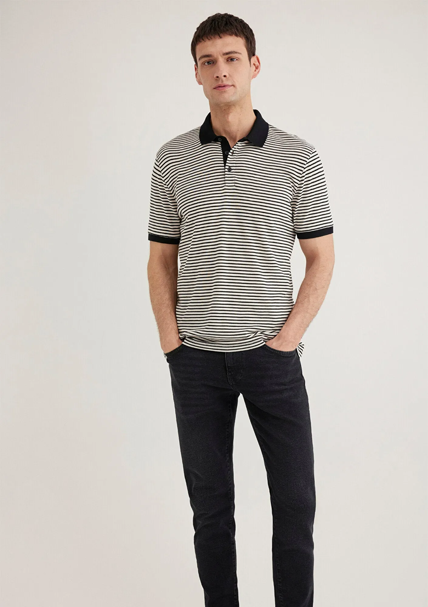 Mavi Black Striped Polo T-Shirt