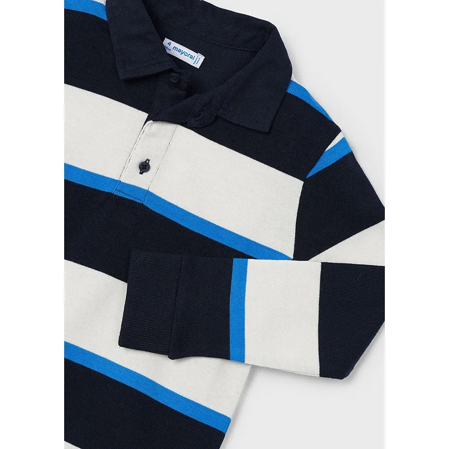 Mayoral Blue & Black Striped Polo