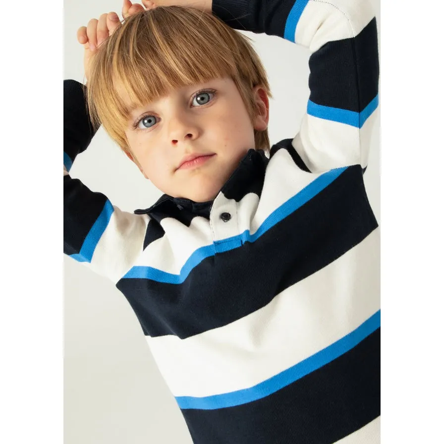 Mayoral Blue & Black Striped Polo