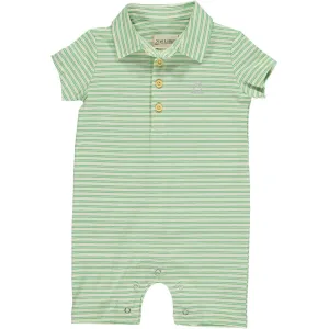 Me & Henry Green/Cream Stripe Pique Polo Drift Romper