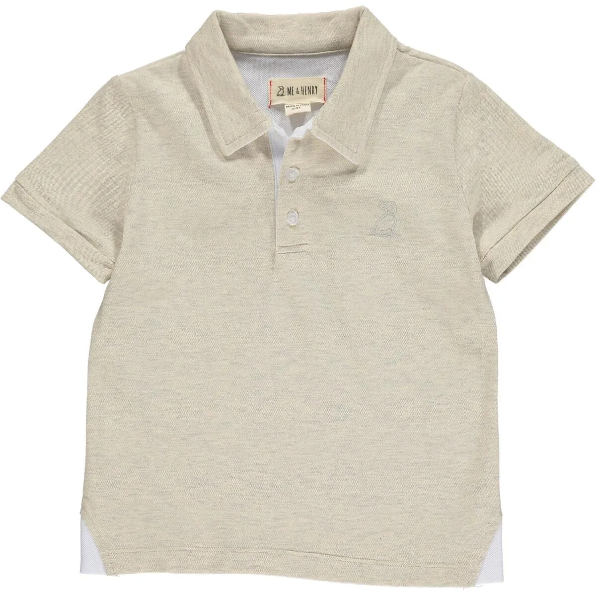 Me & Henry Starboard Pique S/S Polo in Stone