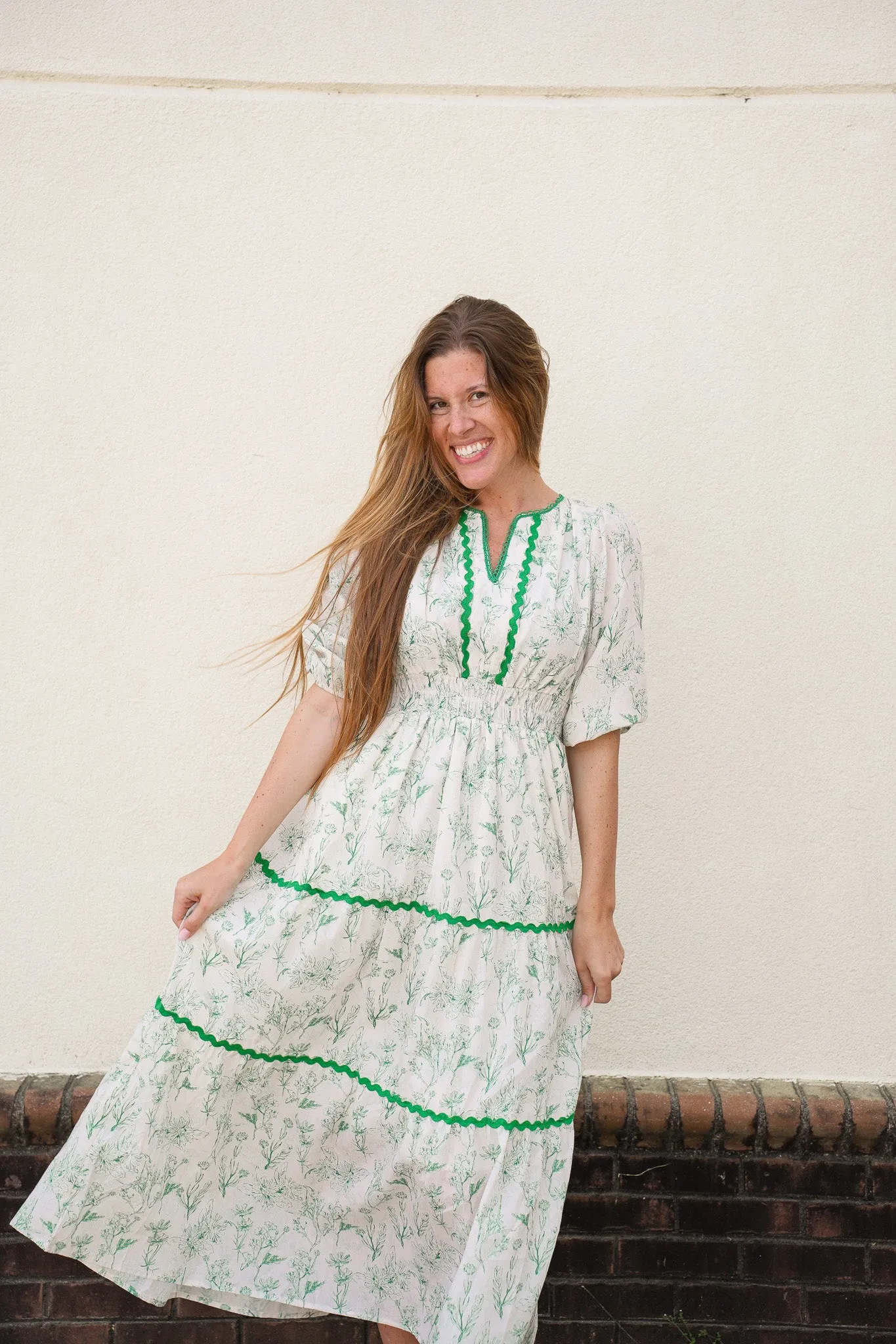Melanie Green Tiered Dress