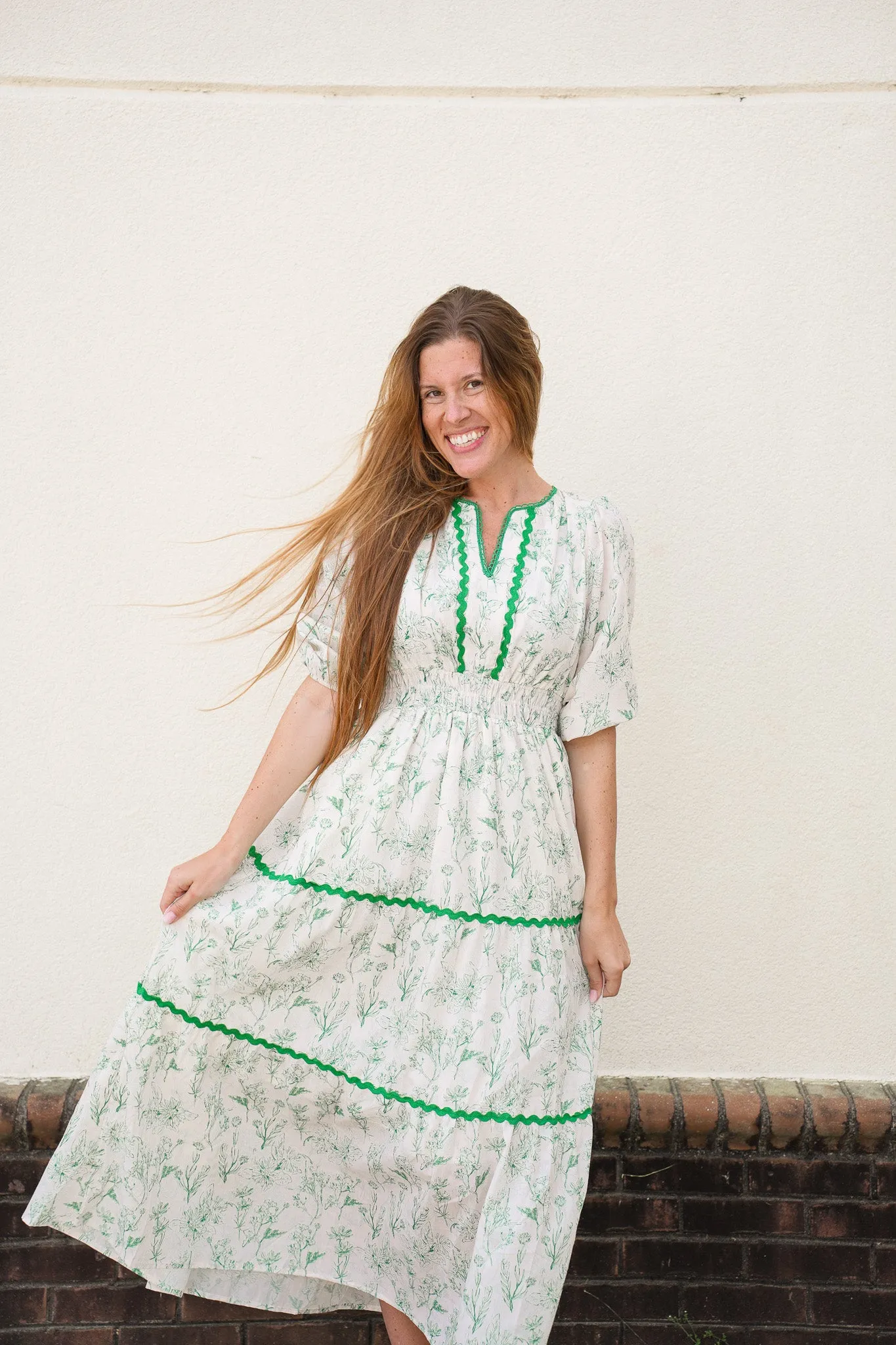 Melanie Green Tiered Dress