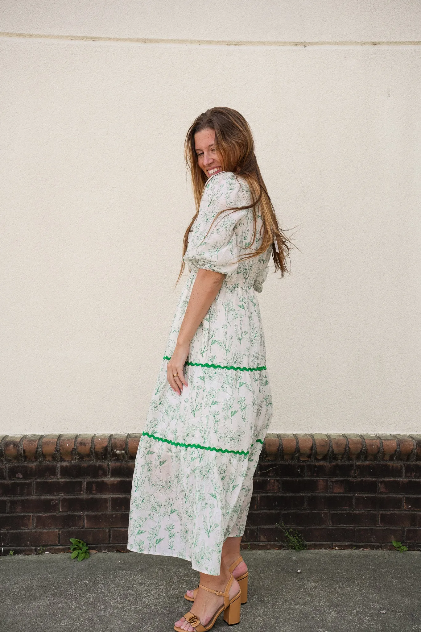 Melanie Green Tiered Dress