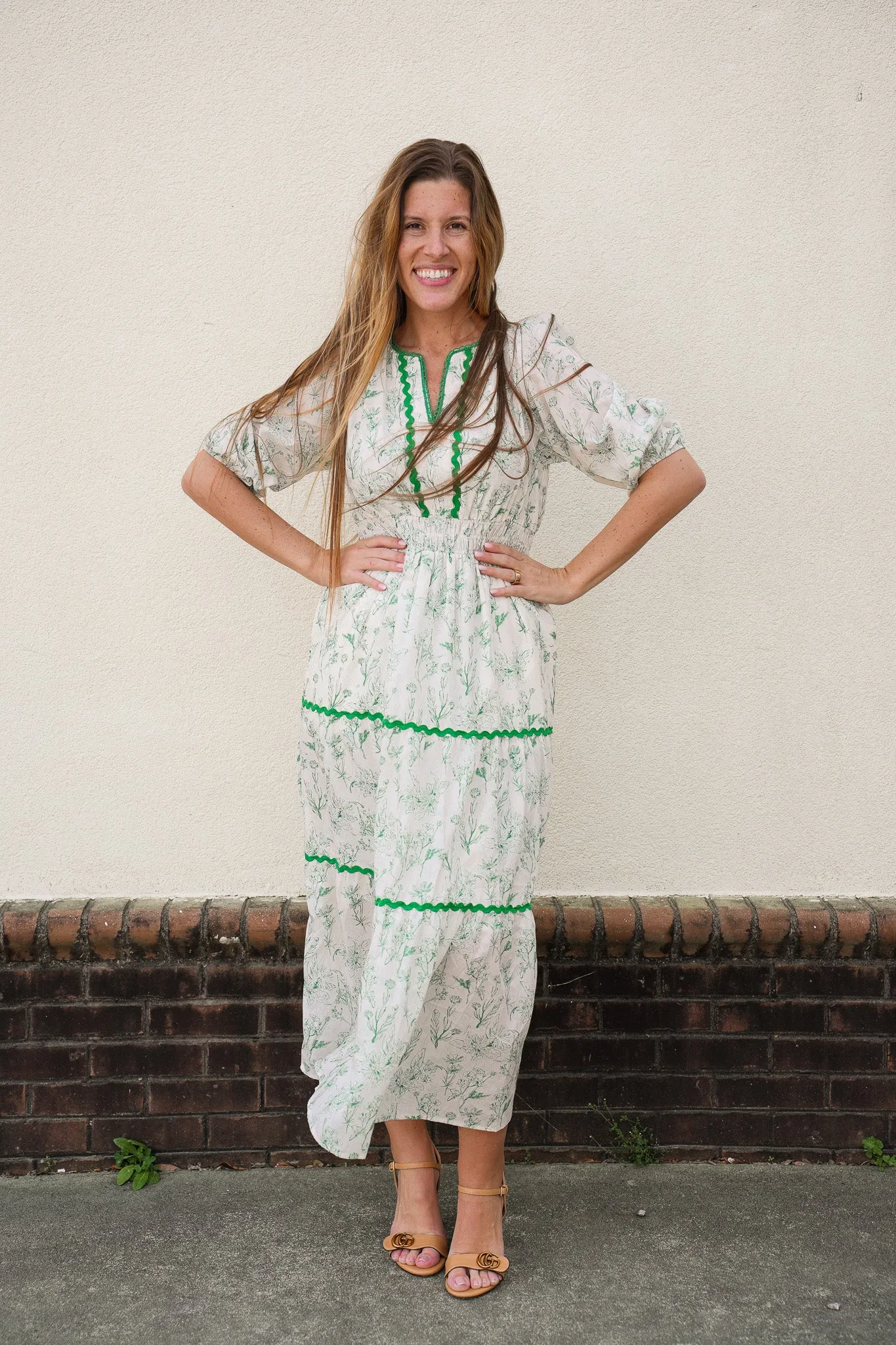 Melanie Green Tiered Dress