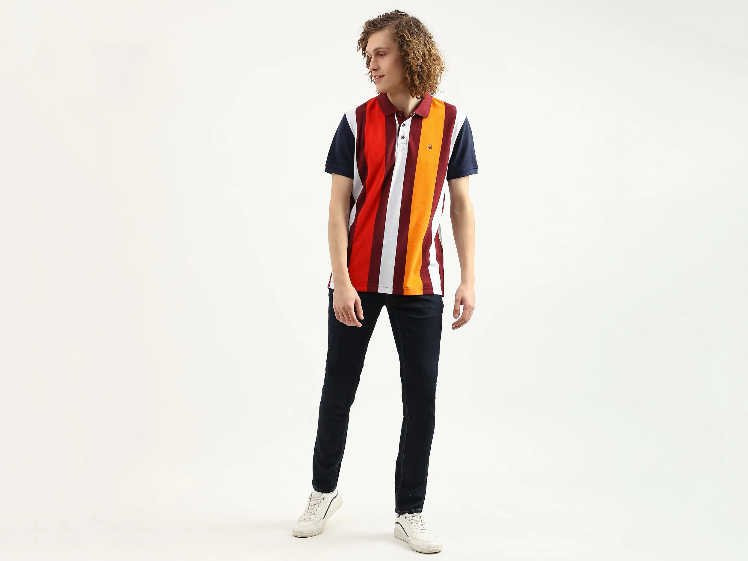 Men Striped Polo Collar T-Shirt