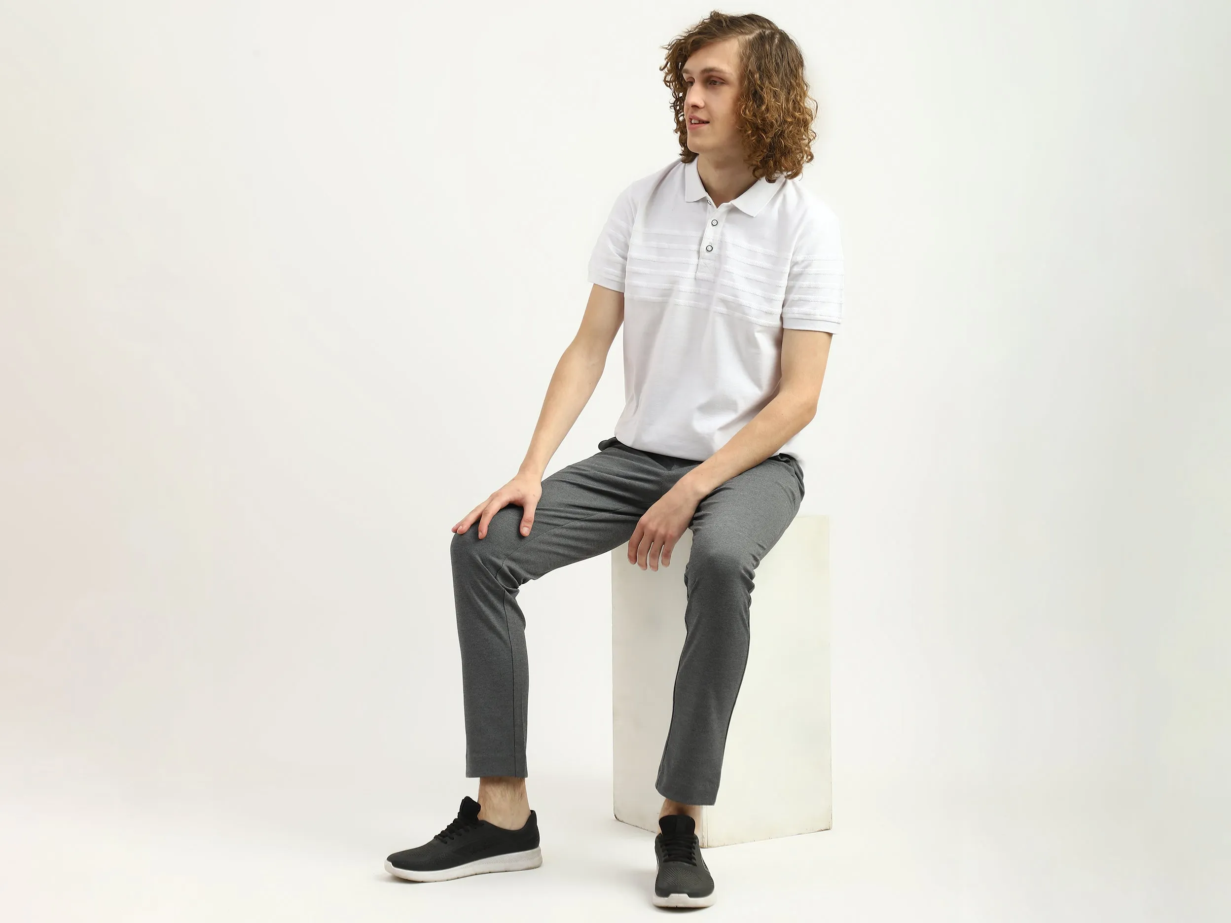Men Striped Polo Collar T-Shirt