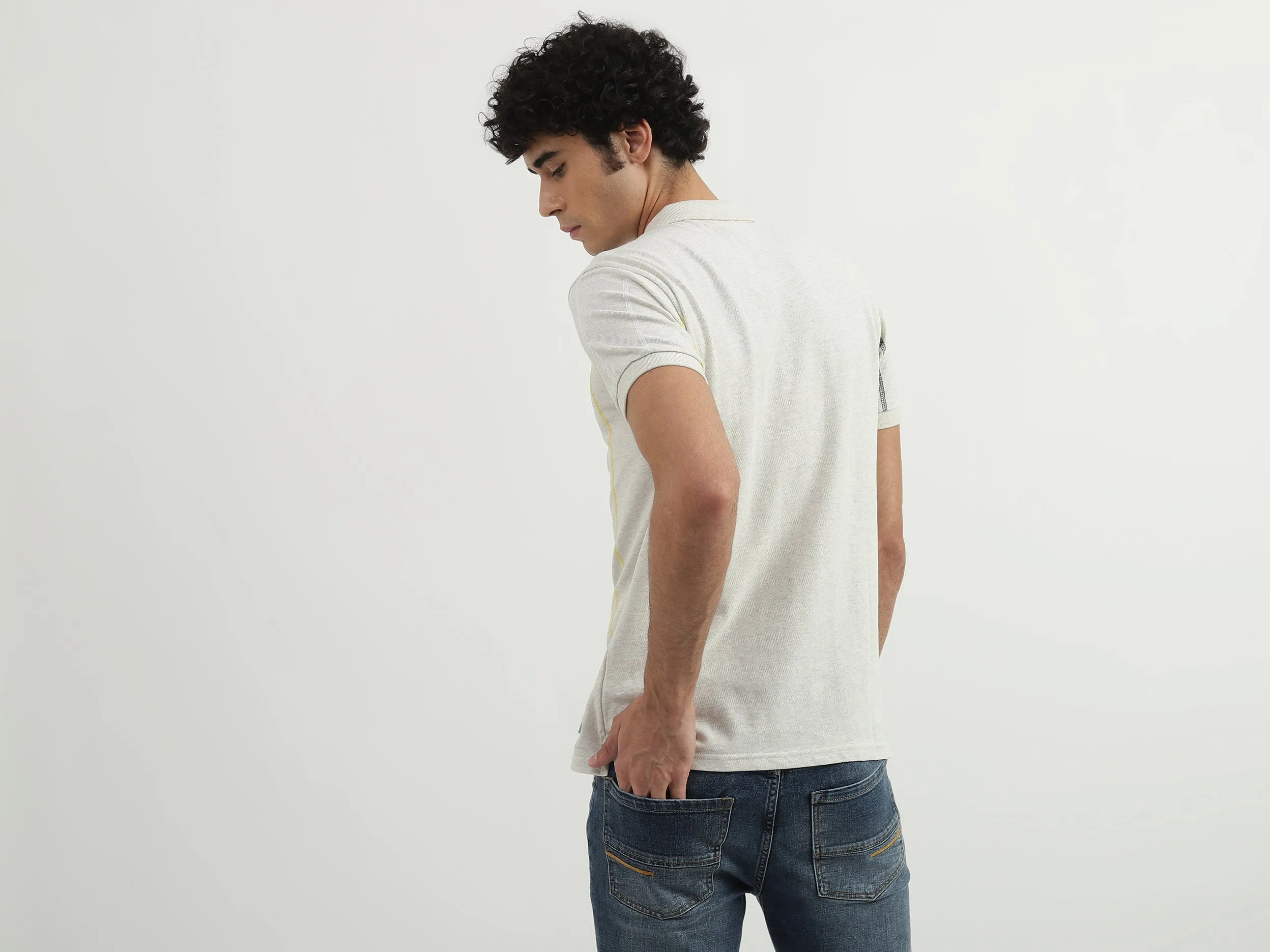 Men Striped Polo Collar T-shirt