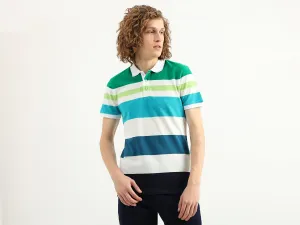 Men Striped Polo Collar T-Shirt