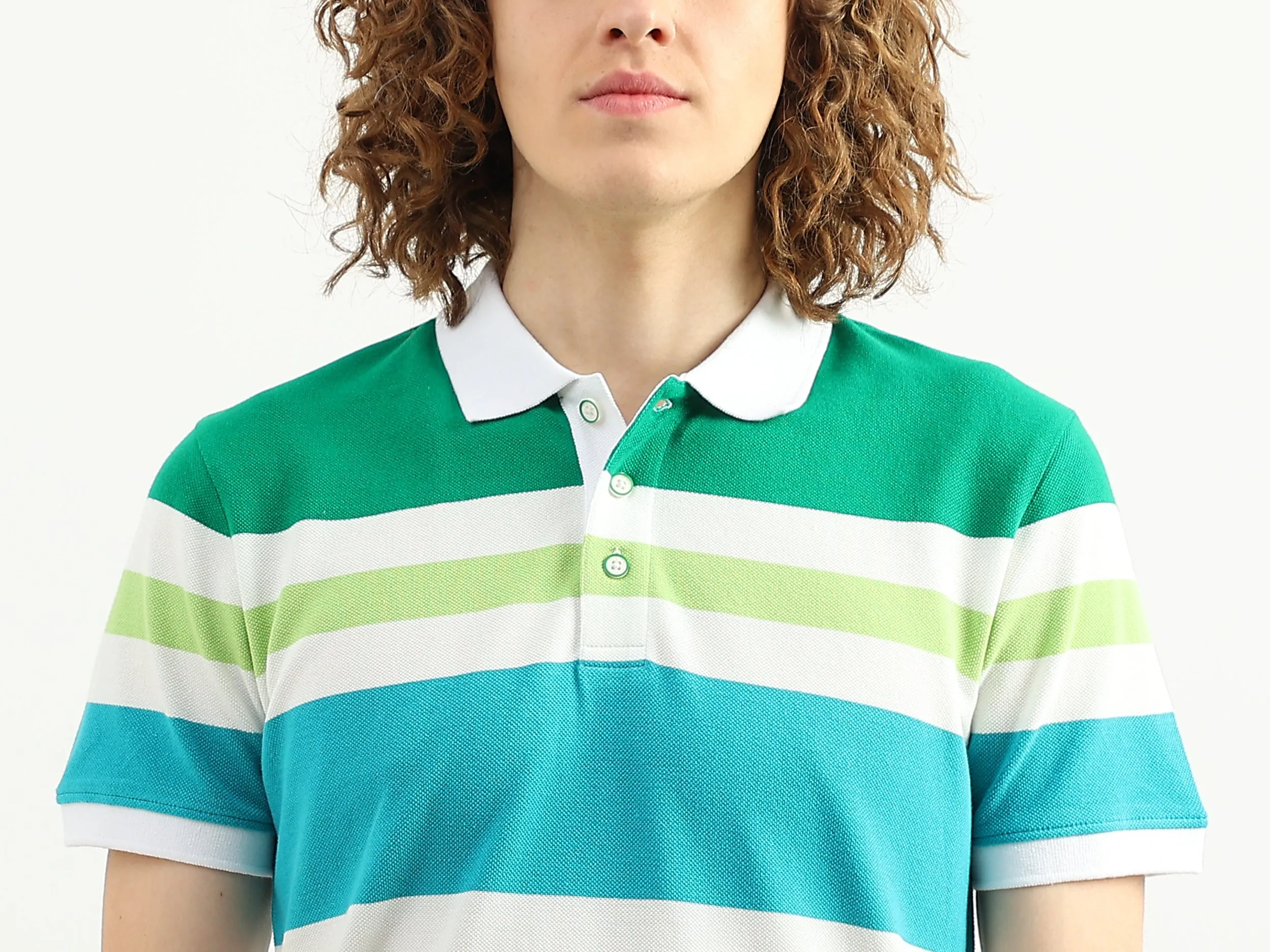 Men Striped Polo Collar T-Shirt