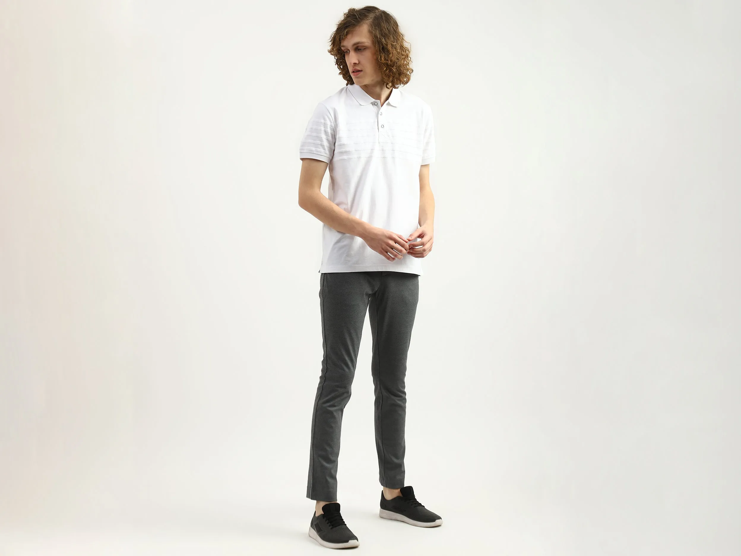 Men Striped Polo Collar T-Shirt