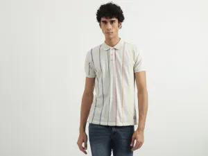 Men Striped Polo Collar T-shirt