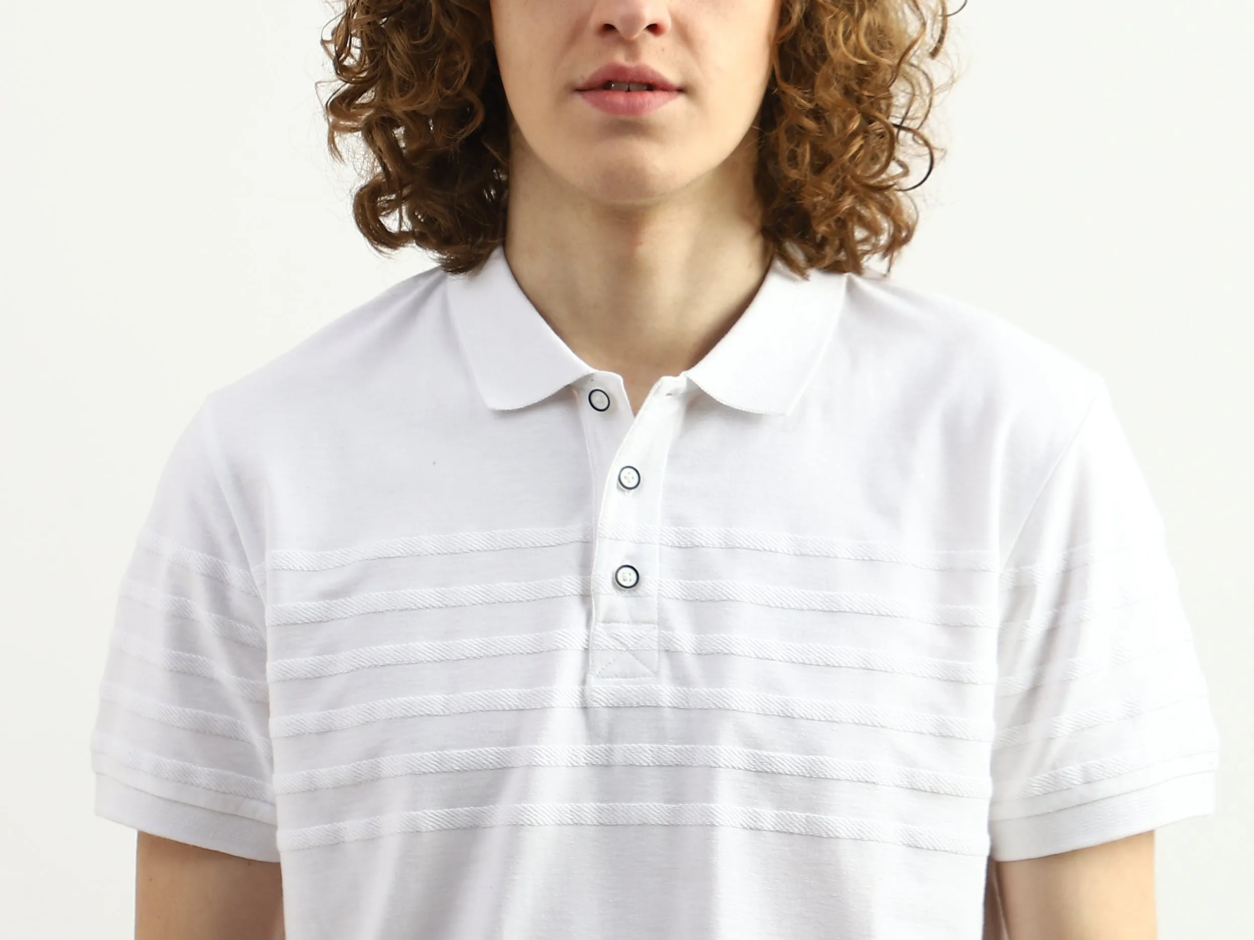 Men Striped Polo Collar T-Shirt