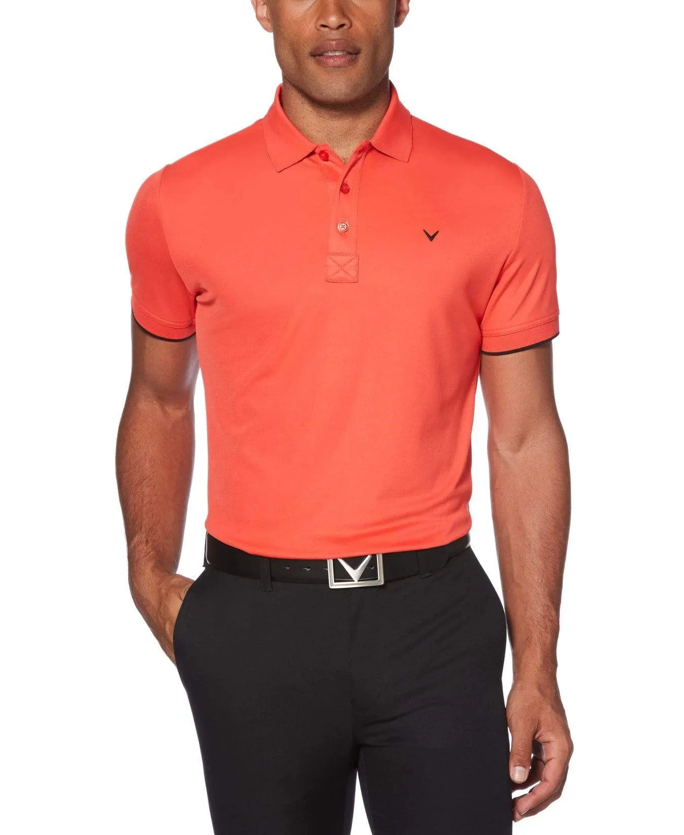 Mens Callaway X Solid Contrast Rib Polo