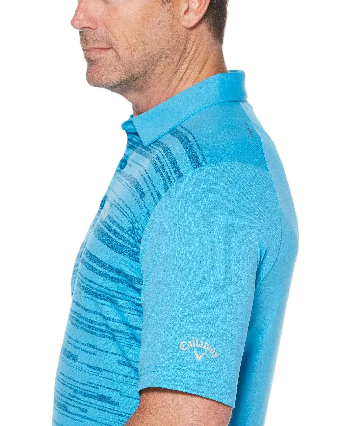 Mens Cooling Space Dye Print Raglan Polo