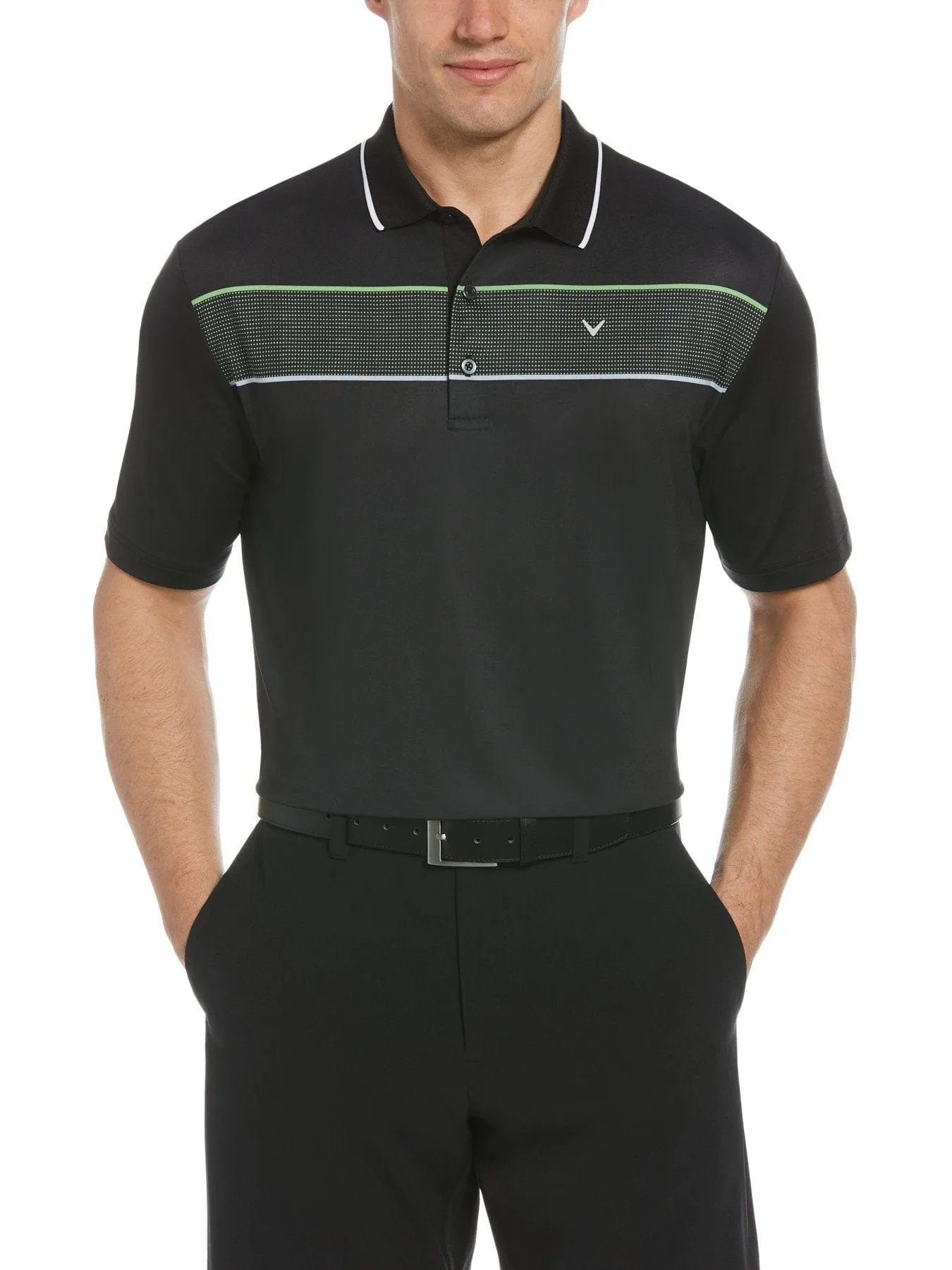 Mens Opti Dri™ Chest Striped Polo