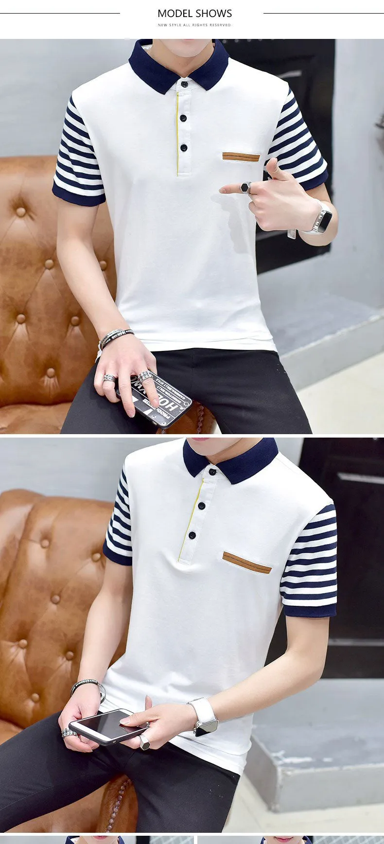 Men's Short Sleeved Fashion Polo Up To 5XL