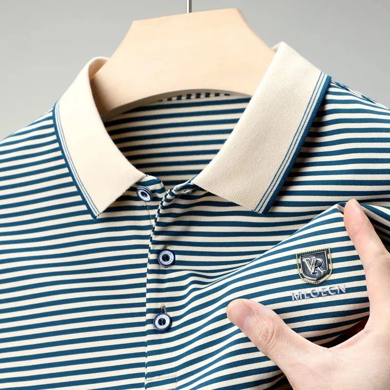 Men's Short-sleeved Pinstripe Polo Shirts