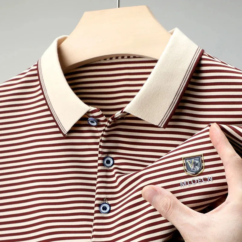 Men's Short-sleeved Pinstripe Polo Shirts