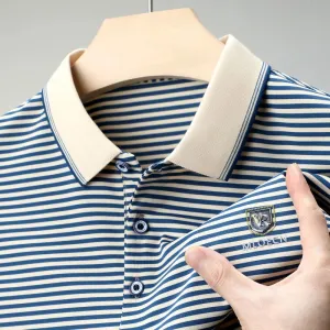 Men's Short-sleeved Pinstripe Polo Shirts