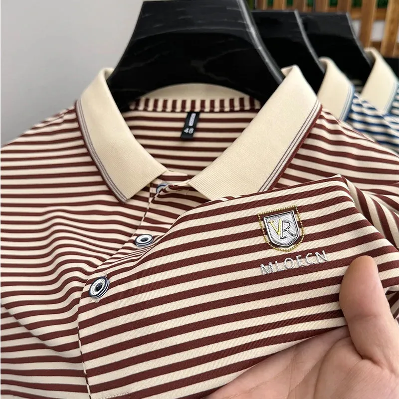 Men's Short-sleeved Pinstripe Polo Shirts