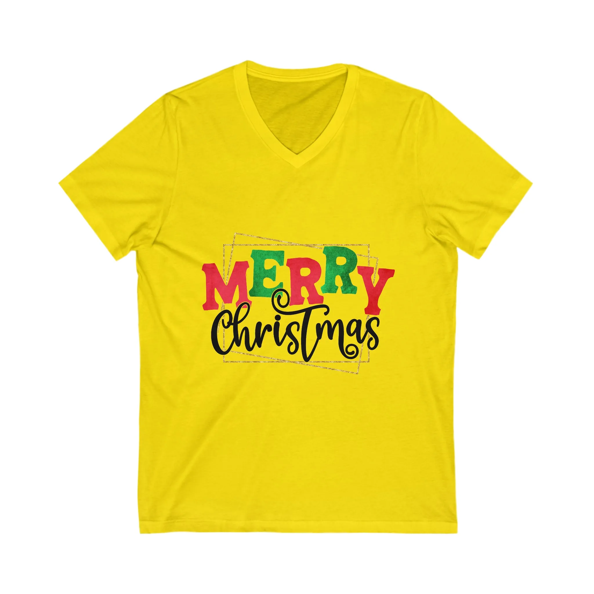 Merry Christmas- Unisex Jersey Short Sleeve V-Neck Tee