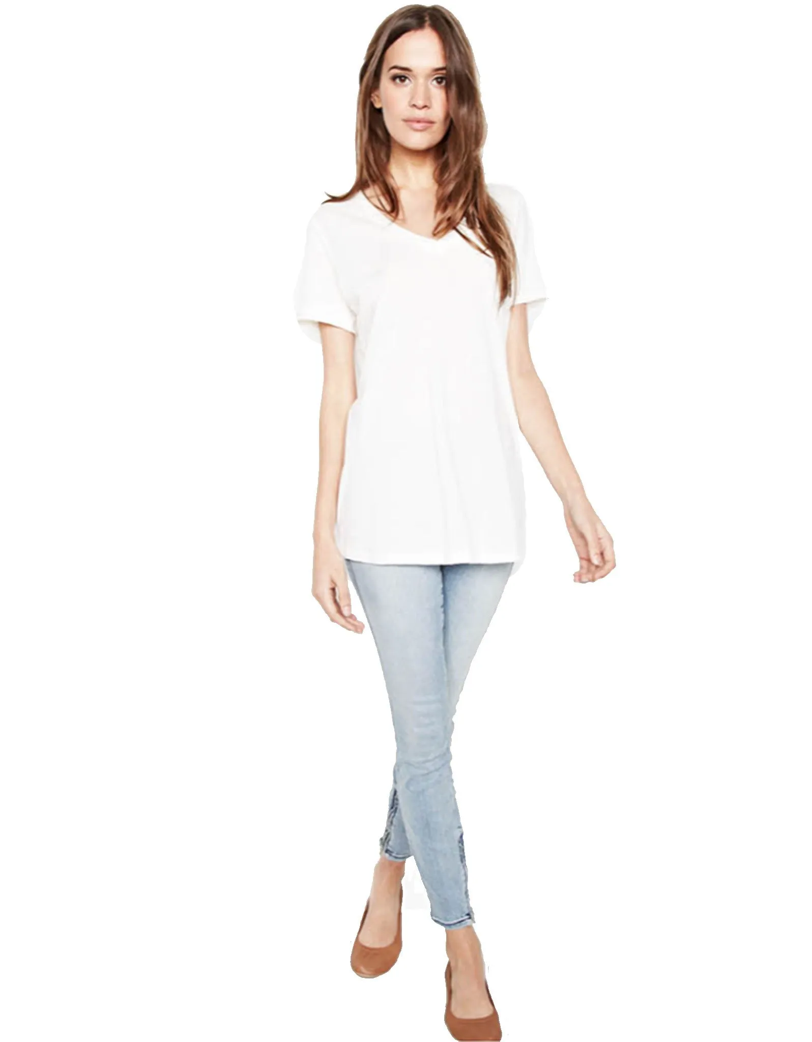 Michael Lauren Apollo V-Neck Tee in White and Black