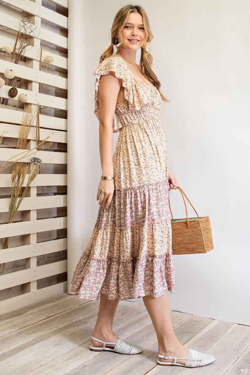 Midi Dress in Violet Rose