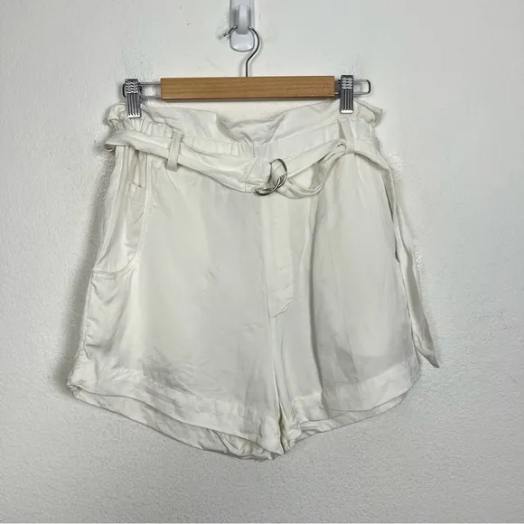 Mikoh Isabella Linen High Waisted Belted Paperbag Shorts Ivory Size 1 (XS/S)