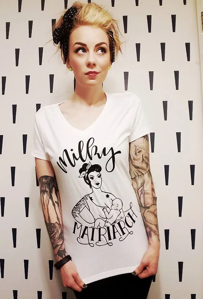 Milky Matriarch Womens V-Neck Tee