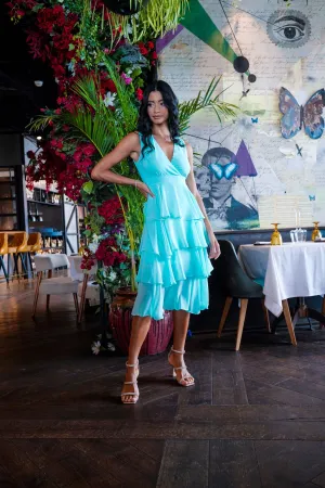 Mint Layered Chiffon Midi Dress