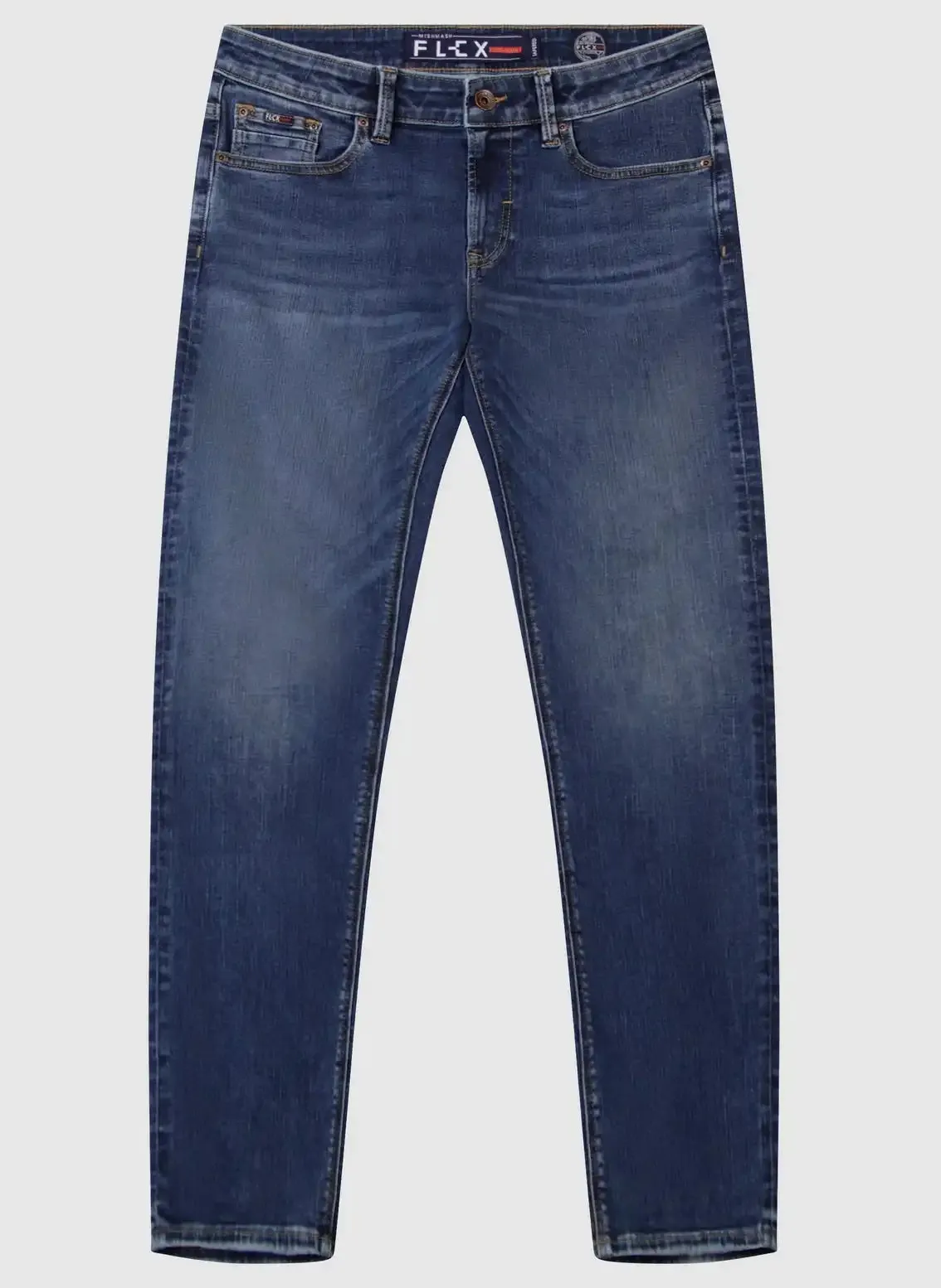 Mish Mash Mens Flex Active 1987 Straight Leg Mid Denim Jeans