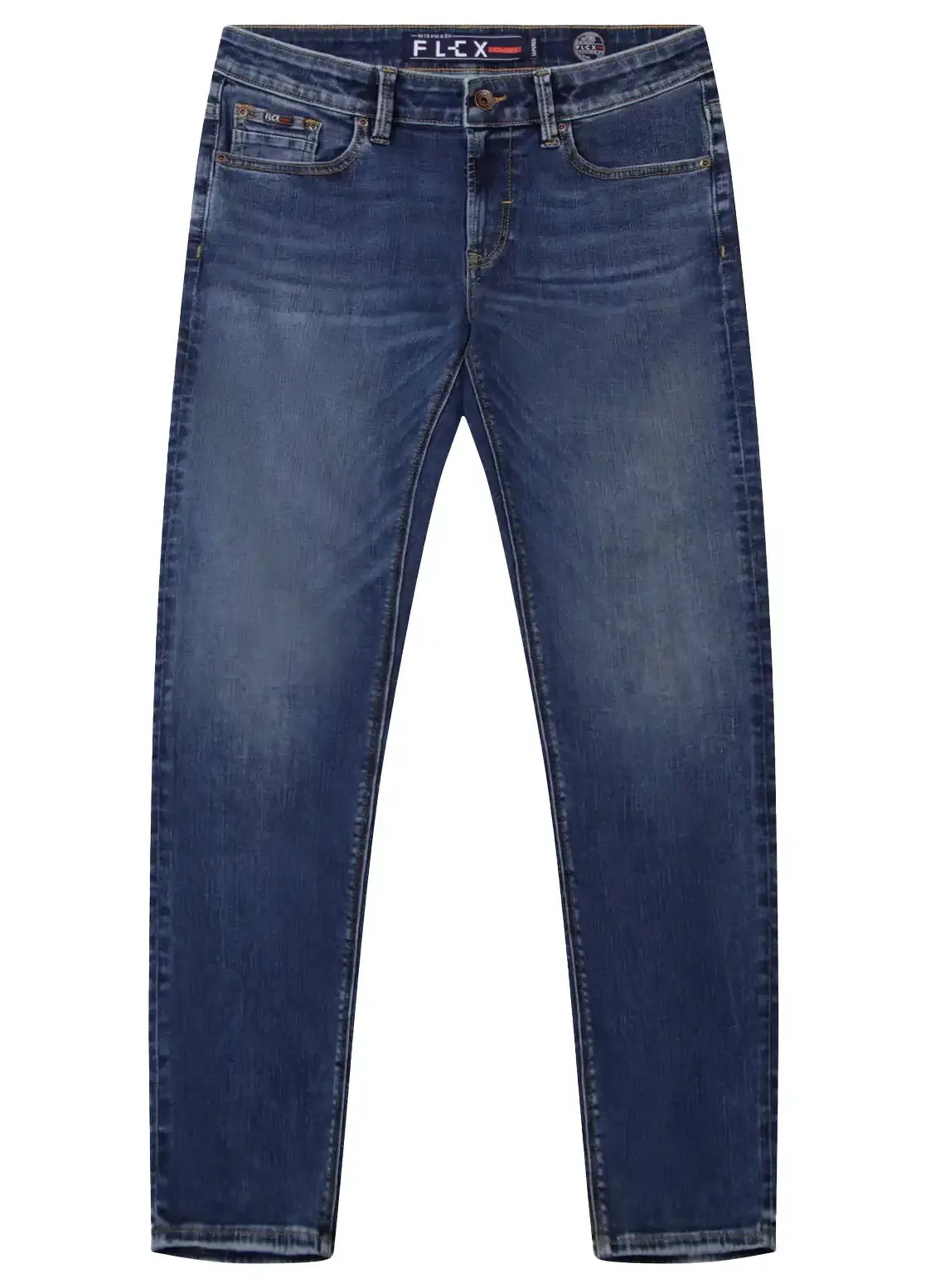 Mish Mash Mens Flex Active 1987 Straight Leg Mid Denim Jeans