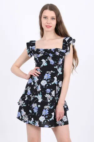MISS PINKI Piper square neck or off shoulder sundress in navy floral