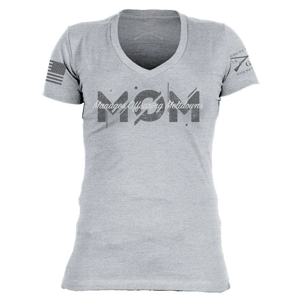 MOM Manages V Neck - Heather Gray